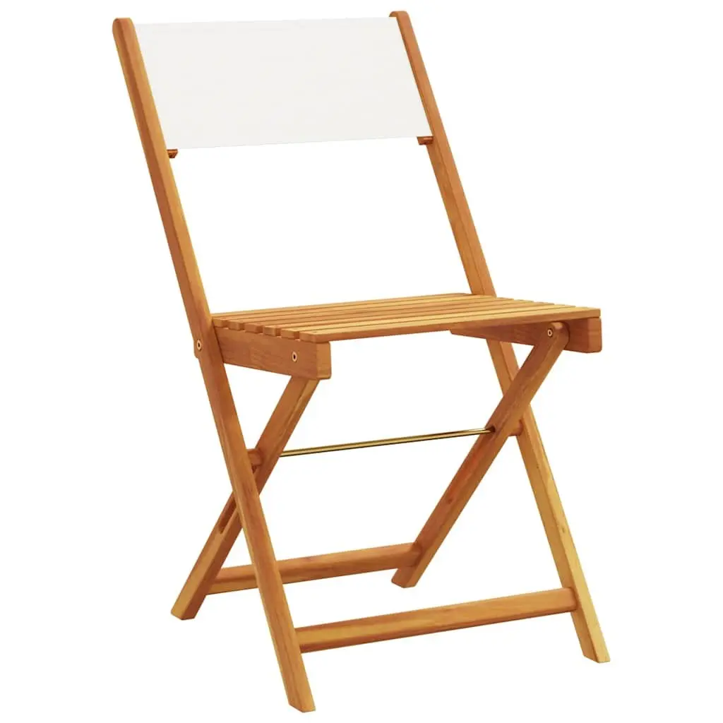 Folding Garden Chairs Set of 4 Outdoor Seating Wooden Cream White Fabric