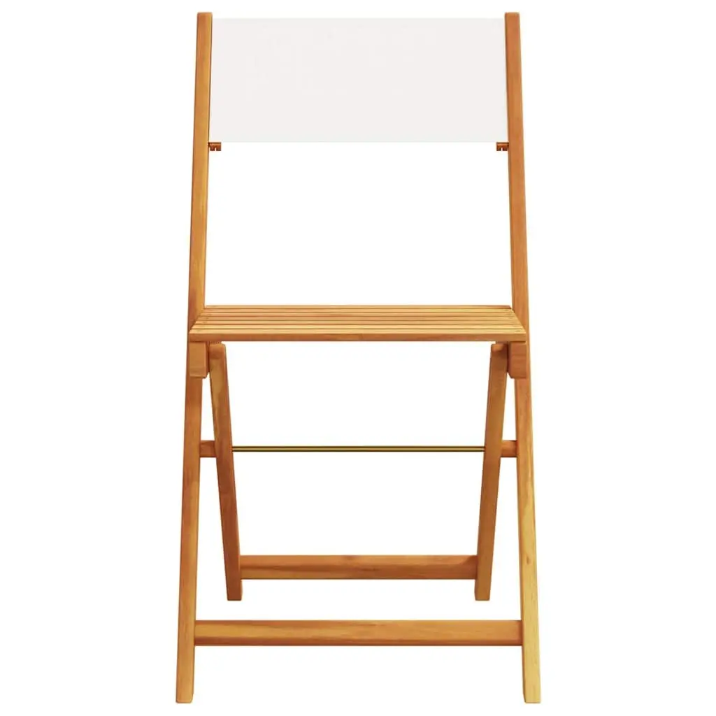 Folding Garden Chairs Set of 4 Outdoor Seating Wooden Cream White Fabric