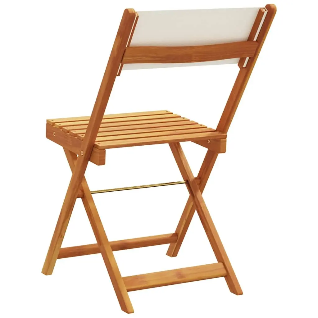 Folding Garden Chairs Set of 4 Outdoor Seating Wooden Cream White Fabric