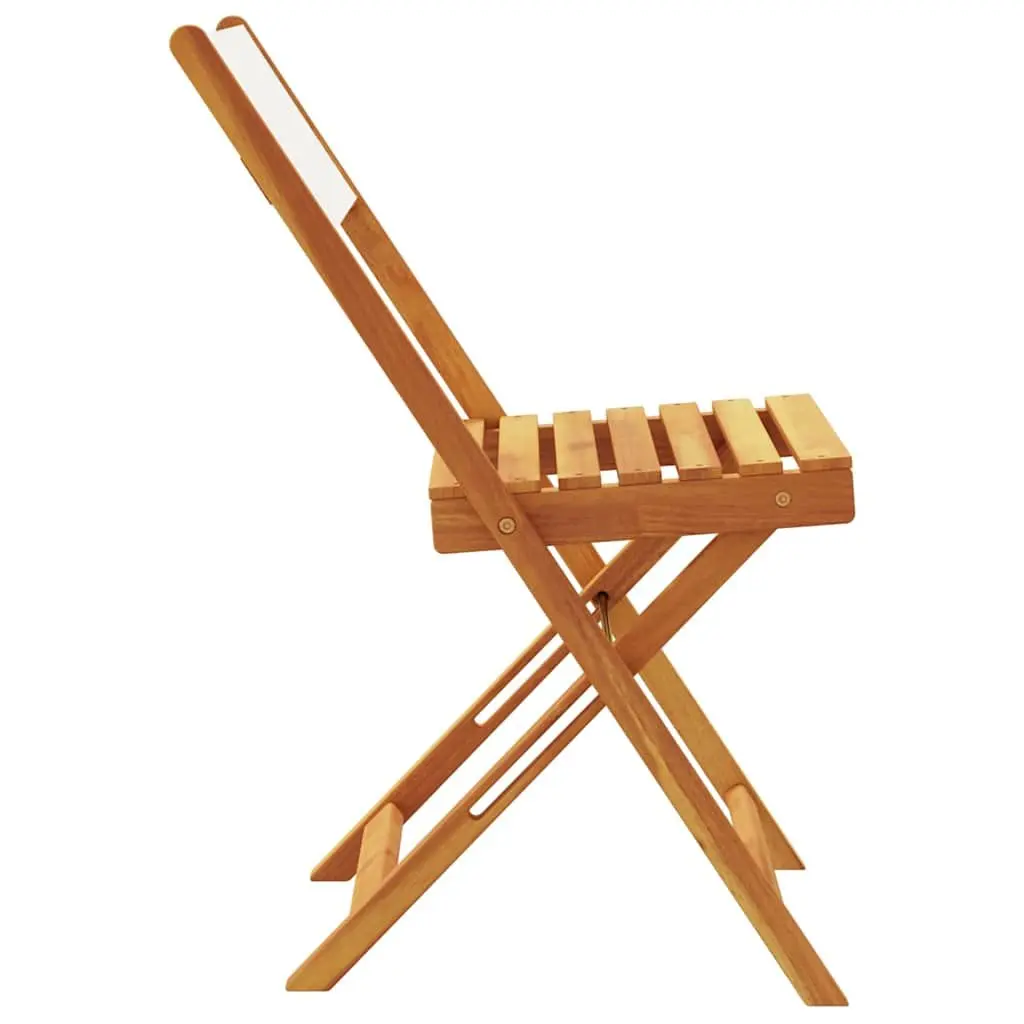 Folding Garden Chairs Set of 4 Outdoor Seating Wooden Cream White Fabric