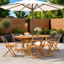 Comfortable Outdoor Folding Garden Chairs - 6 Pieces