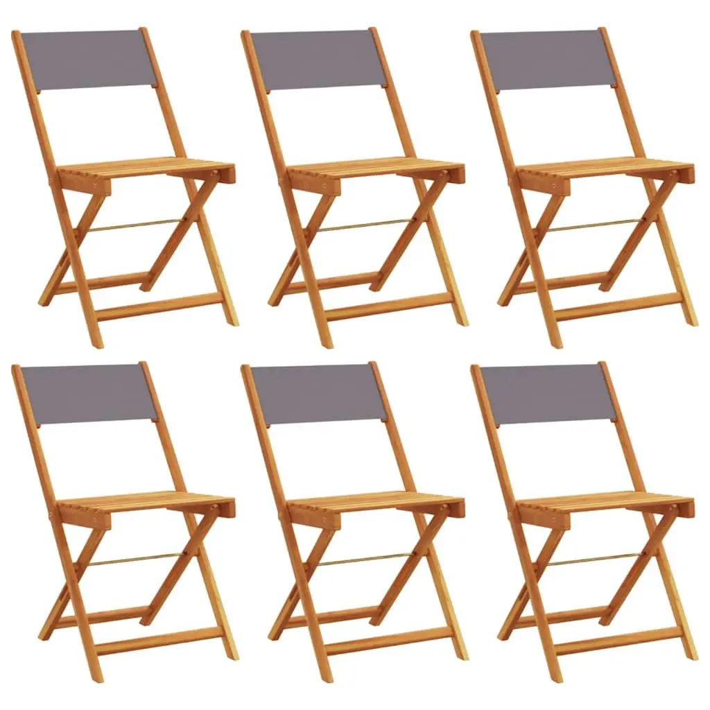 Folding Garden Chairs Set 6 Piece Outdoor Seating Anthracite Fabric Wood