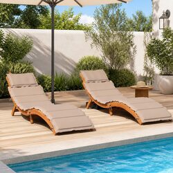 Comfortable and Durable Taupe Sun Loungers - Set of 2