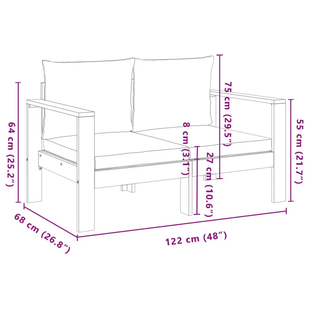 5-Piece Garden Sofa Set with Cream Cushions