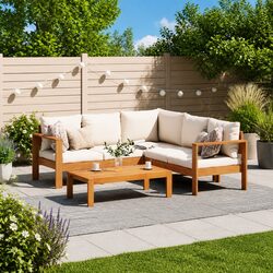Comfortable 4 Piece Outdoor Sofa Set with Grey Cushions