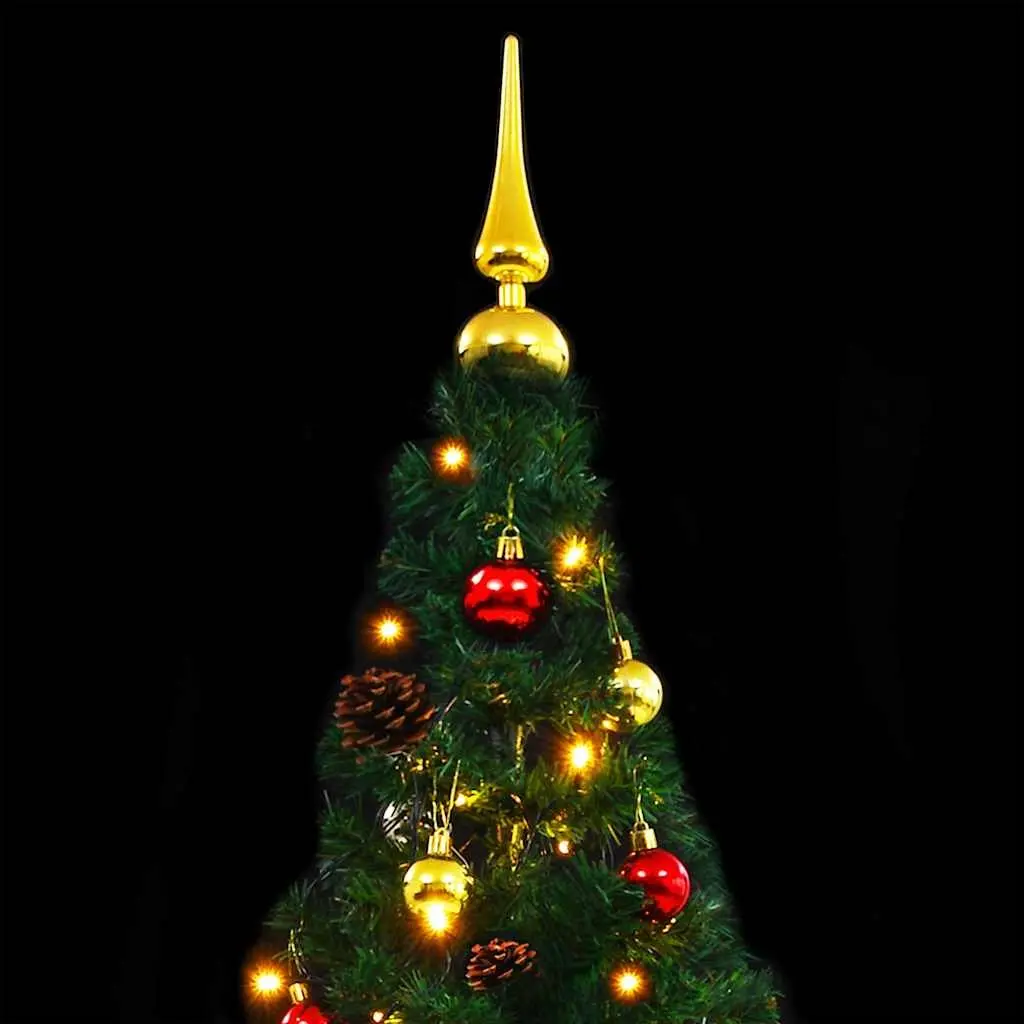 Artificial Christmas Tree Pre-lit 150cm Green with LED Baubles Indoor Outdoor