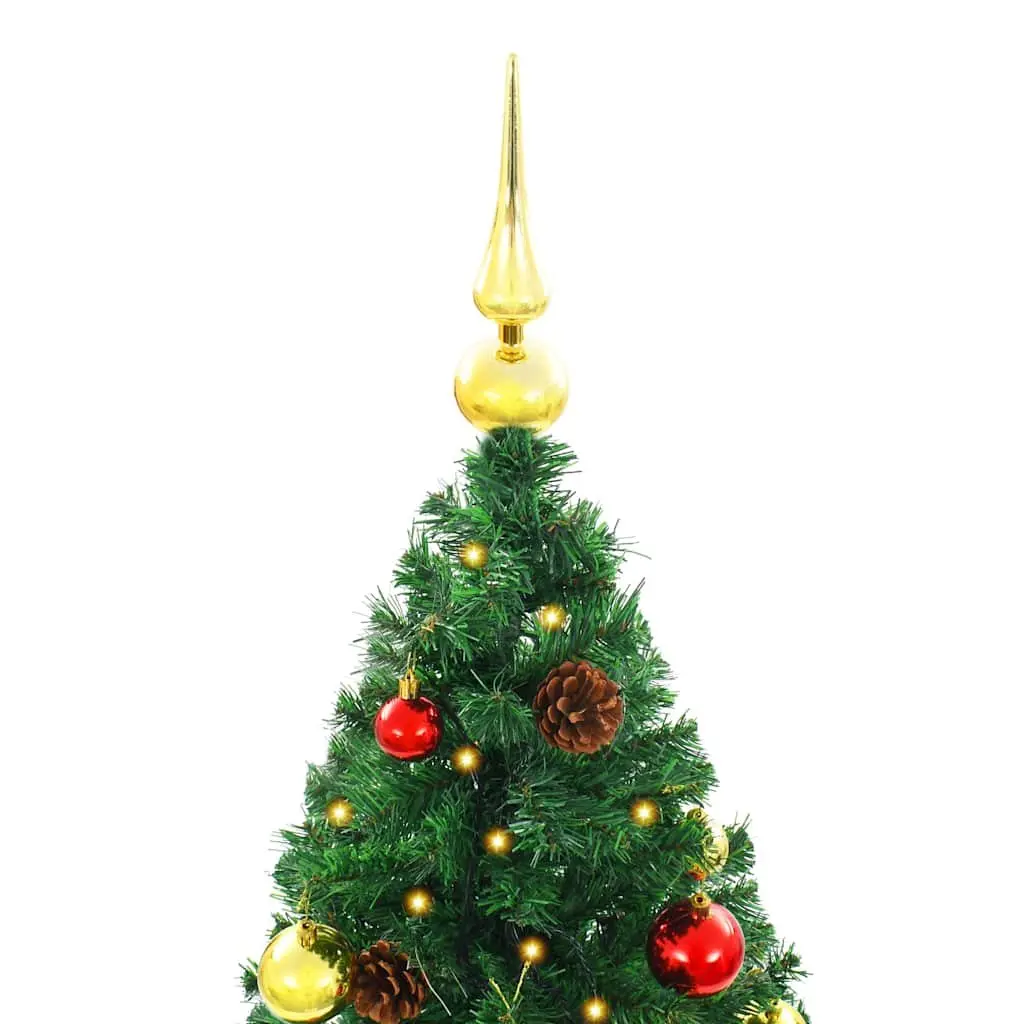 Artificial Christmas Tree Pre-lit 150cm Green with LED Baubles Indoor Outdoor