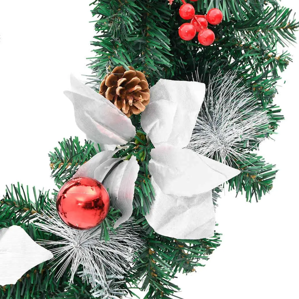 LED Lighted Christmas Wreath Green White 60cm Decorative Holiday Seasonal Home Decor