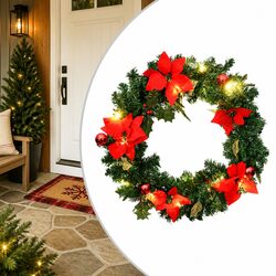 Durable Christmas Wreath with LED Lights for Seasonal Decor