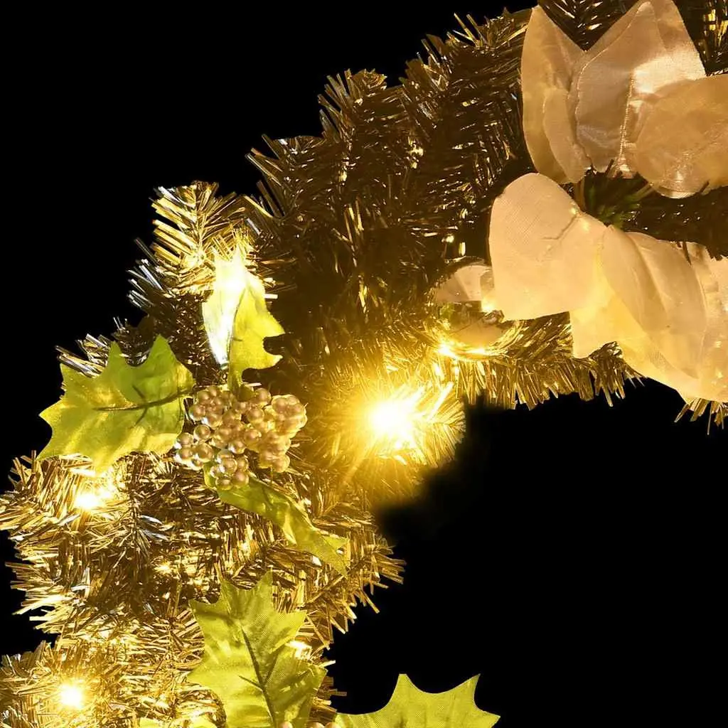 LED Christmas Wreath 60cm Black Silver Baubles Holiday Decoration Indoor Outdoor