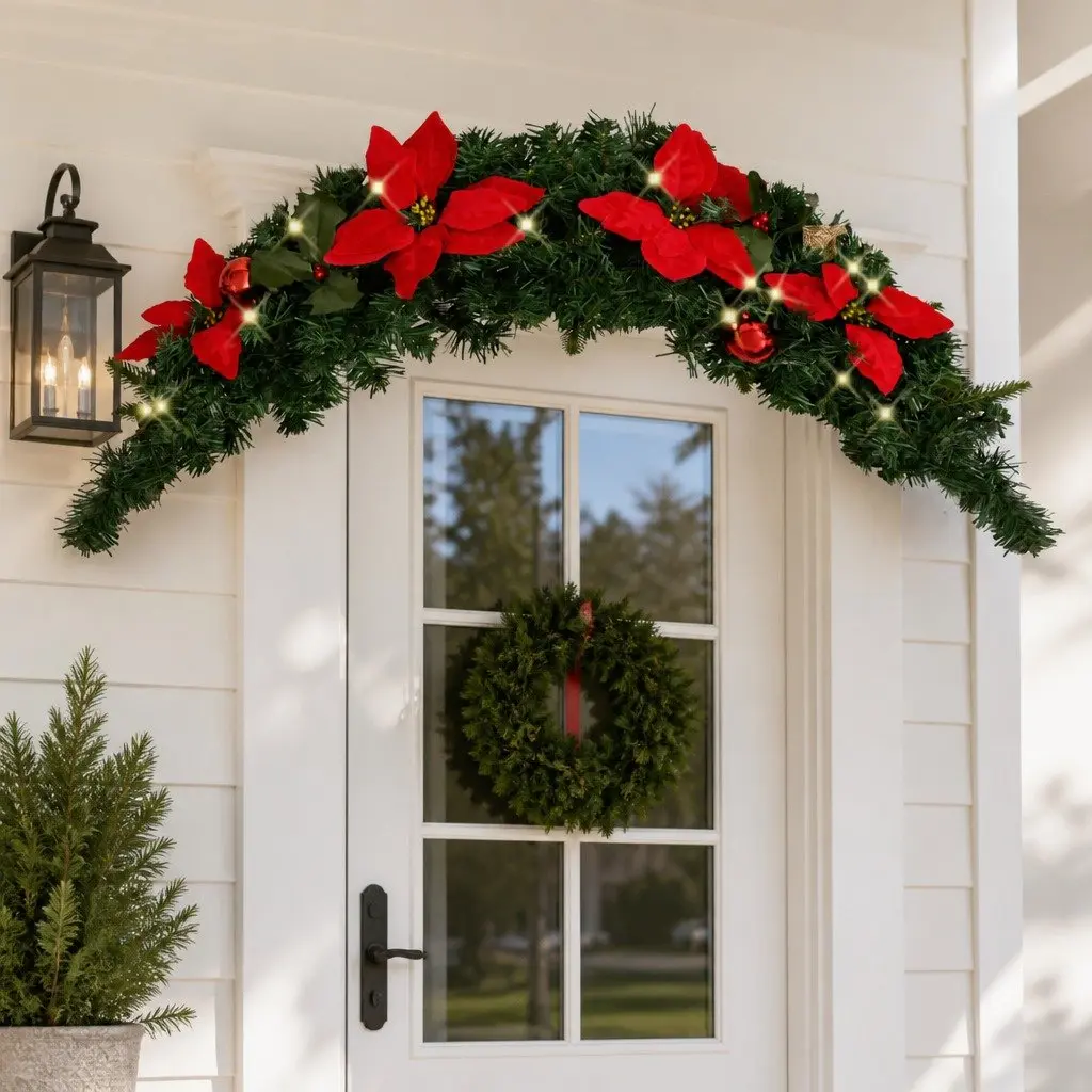 Christmas Arch Decoration LED Lights 90cm Indoor Outdoor Green Red