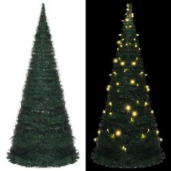 Pop-up String Artificial Christmas Tree Green 150cm Pre-lit LED Holiday Decor
