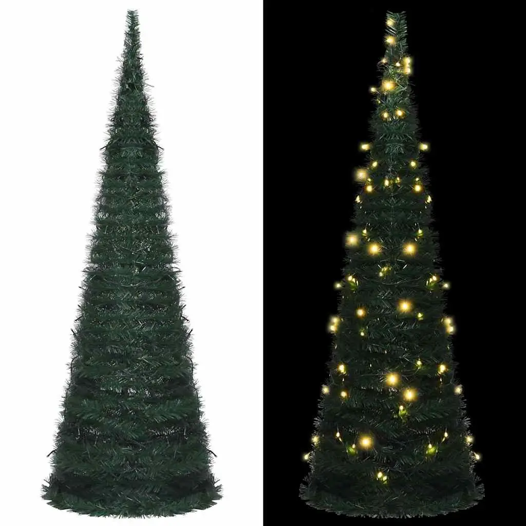 Pop-up String Artificial Christmas Tree 180 cm Green Pre-lit LED Holiday