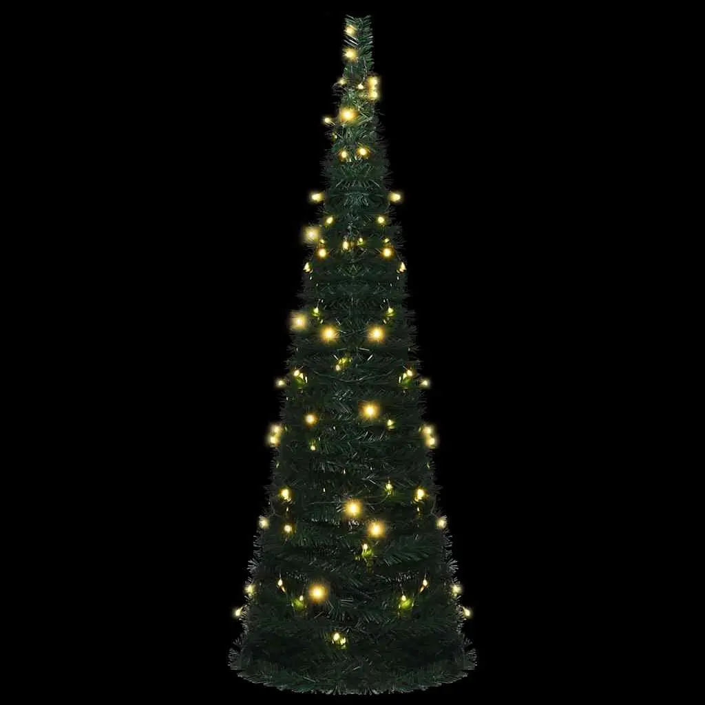 Pop-up String Artificial Christmas Tree 180 cm Green Pre-lit LED Holiday