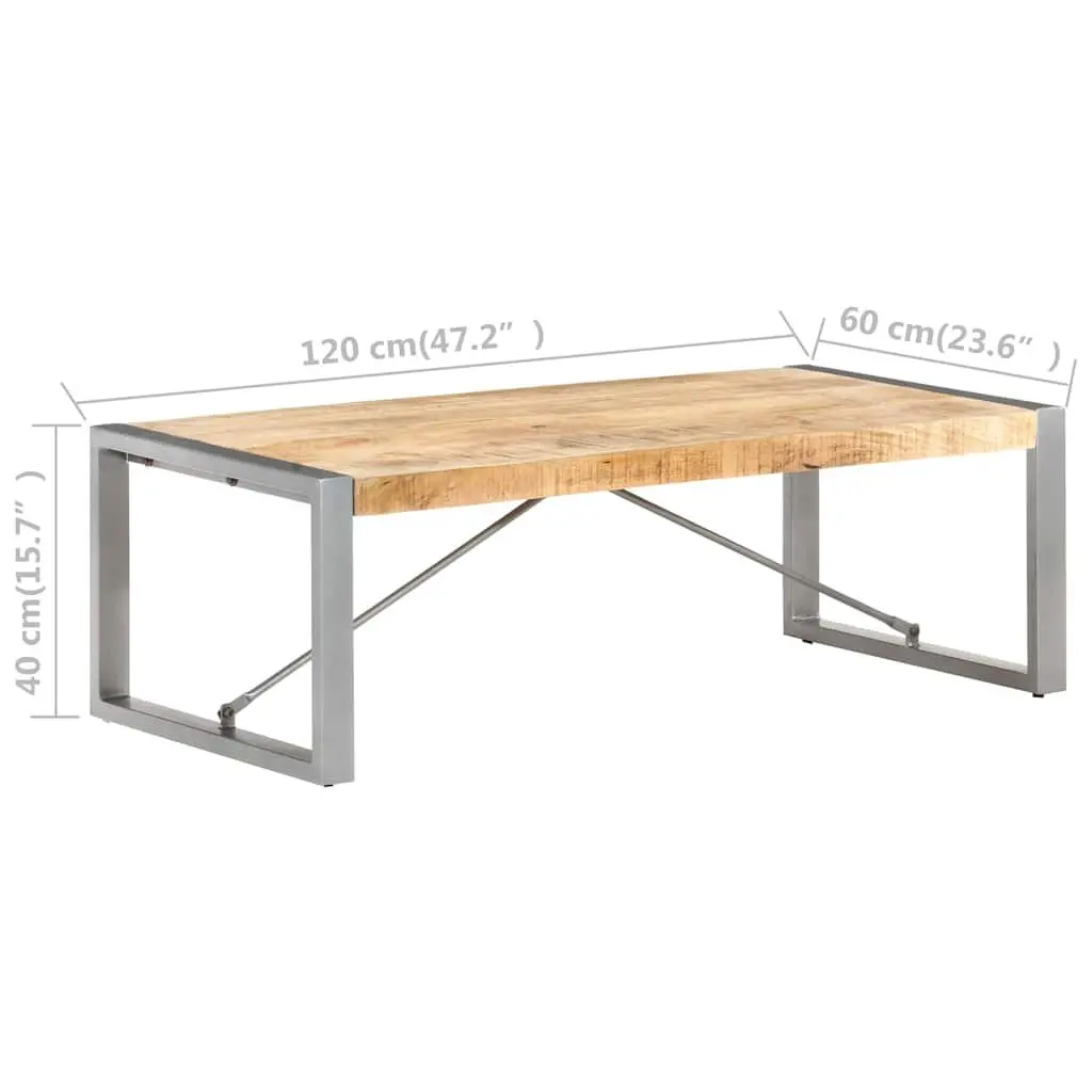 Coffee Table Industrial Accent 120x60x40 cm Brown Rough Mango Wood