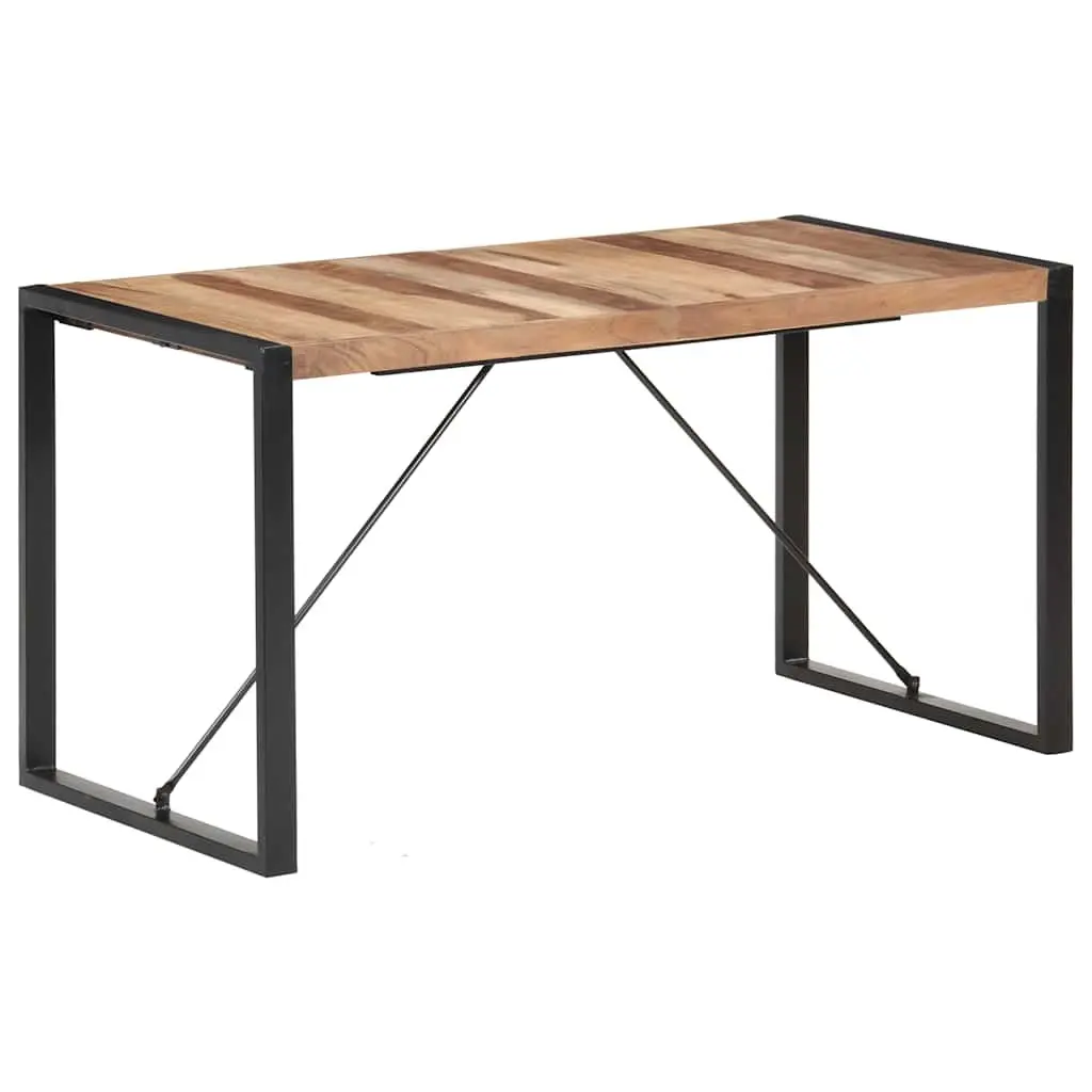Solid Wood Dining Table 140x70x75 cm Kitchen Furniture Brown Industrial Design