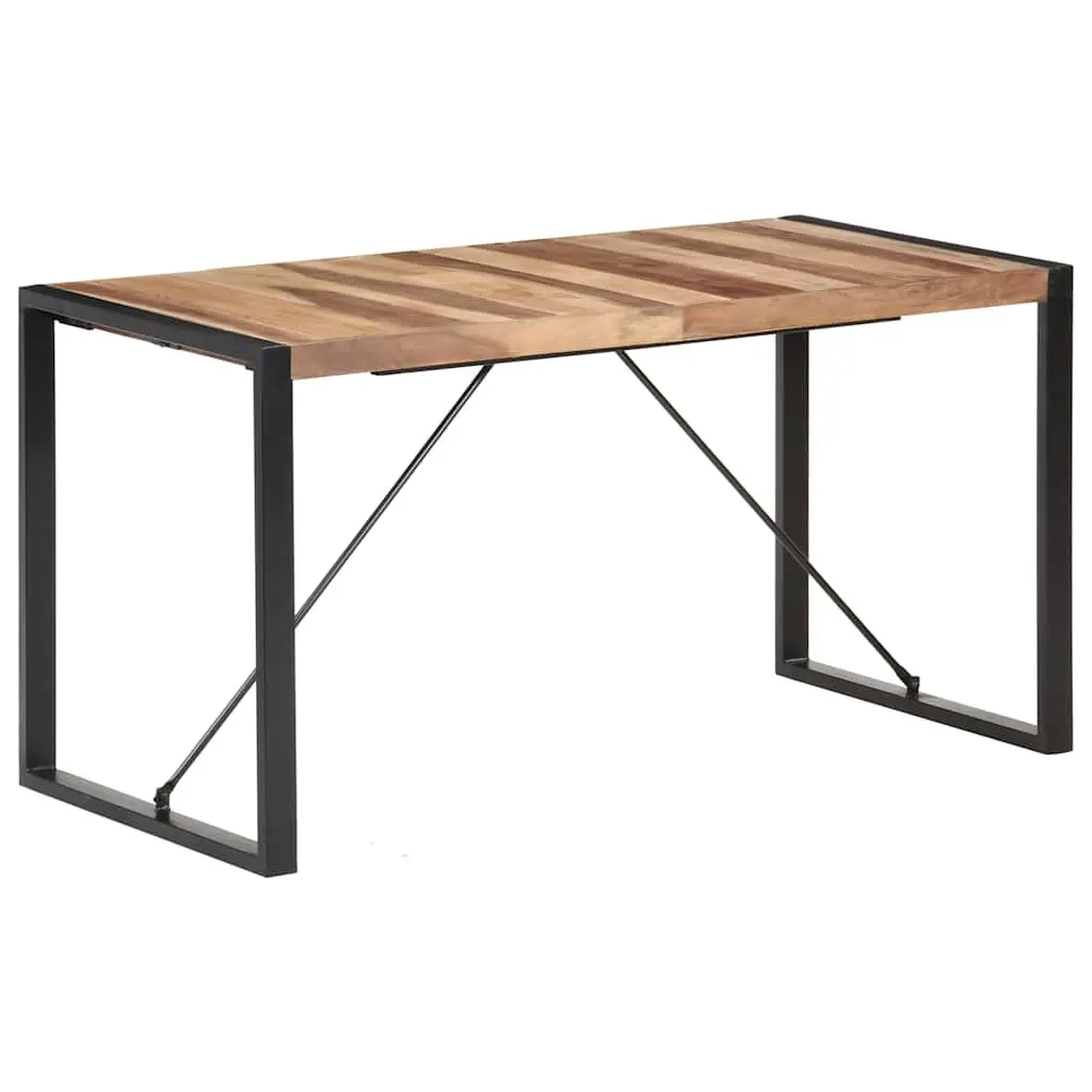 Solid Wood Dining Table 140x70x75 cm Kitchen Furniture Brown Industrial Design