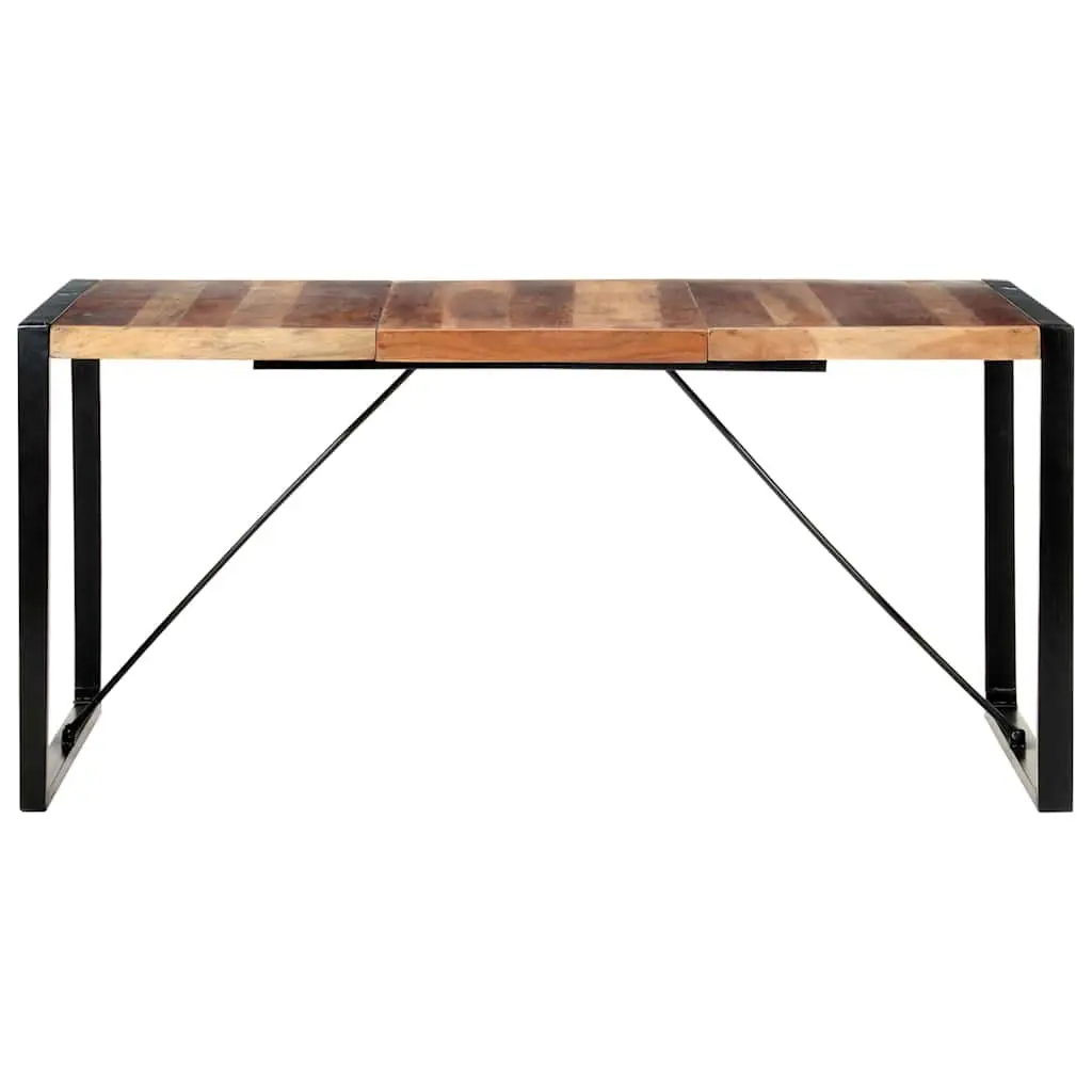 Dining Table Industrial Brown 160x80x75cm Solid Wood Acacia Rubberwood Steel