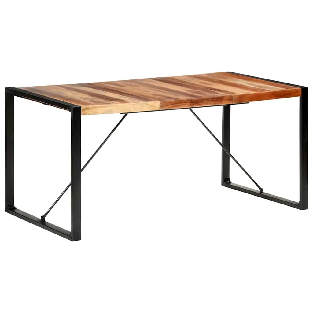 Dining Table Industrial Brown 160x80x75cm Solid Wood Acacia Rubberwood Steel