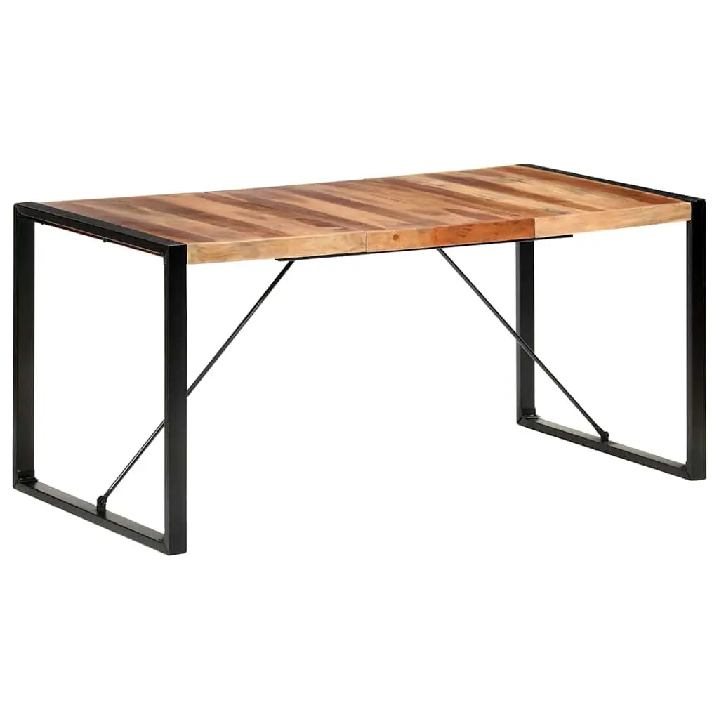 Dining Table Industrial Brown 160x80x75cm Solid Wood Acacia Rubberwood Steel