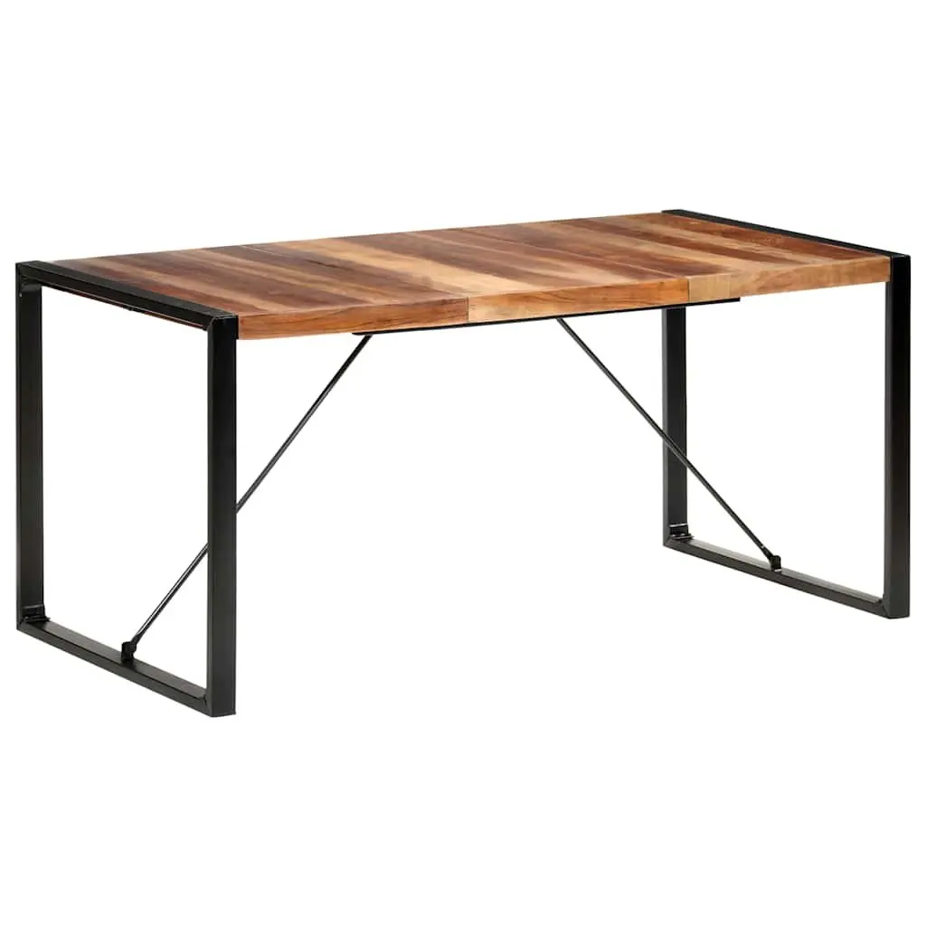 Dining Table Industrial Brown 160x80x75cm Solid Wood Acacia Rubberwood Steel