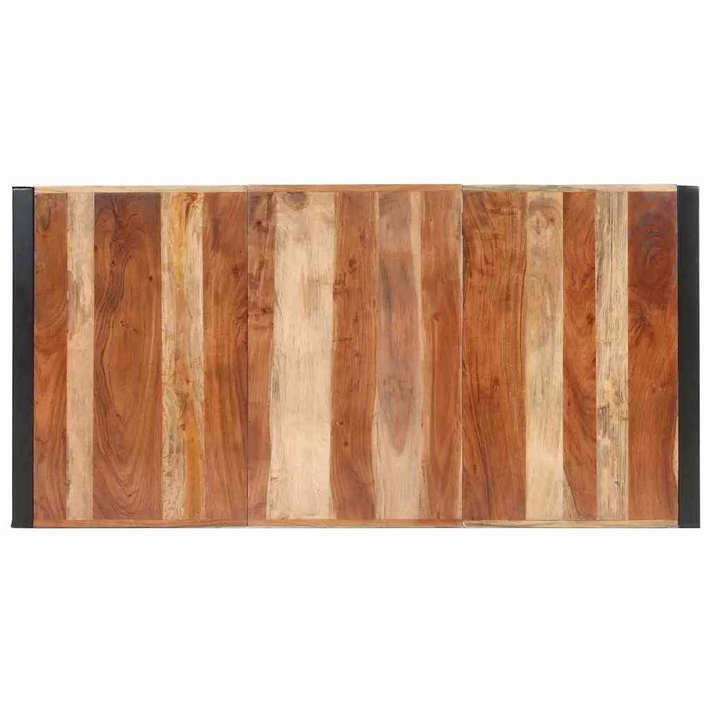 Dining Table Industrial Brown 160x80x75cm Solid Wood Acacia Rubberwood Steel