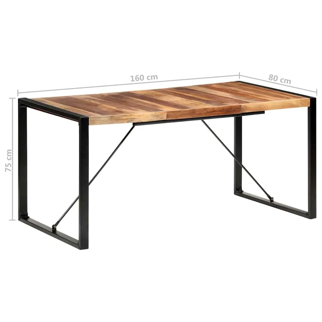 Dining Table Industrial Brown 160x80x75cm Solid Wood Acacia Rubberwood Steel