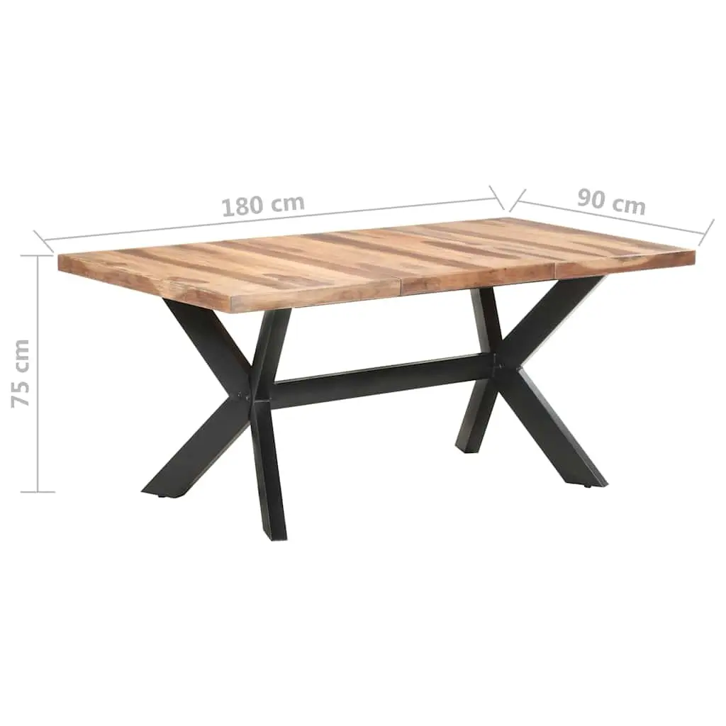 Solid Wood Dining Table 180x90x75 cm in Brown