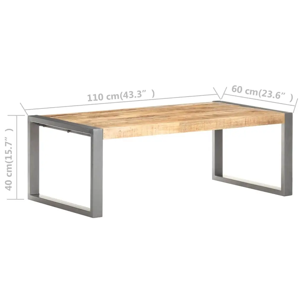 Coffee Table 110x60x40 cm Rough Mango Wood Grey Accent Living Room Furniture