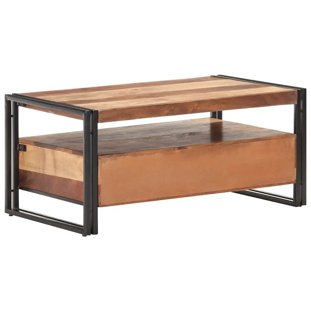 Coffee Table Storage Drawers 100x55x45cm Solid Acacia Wood Brown