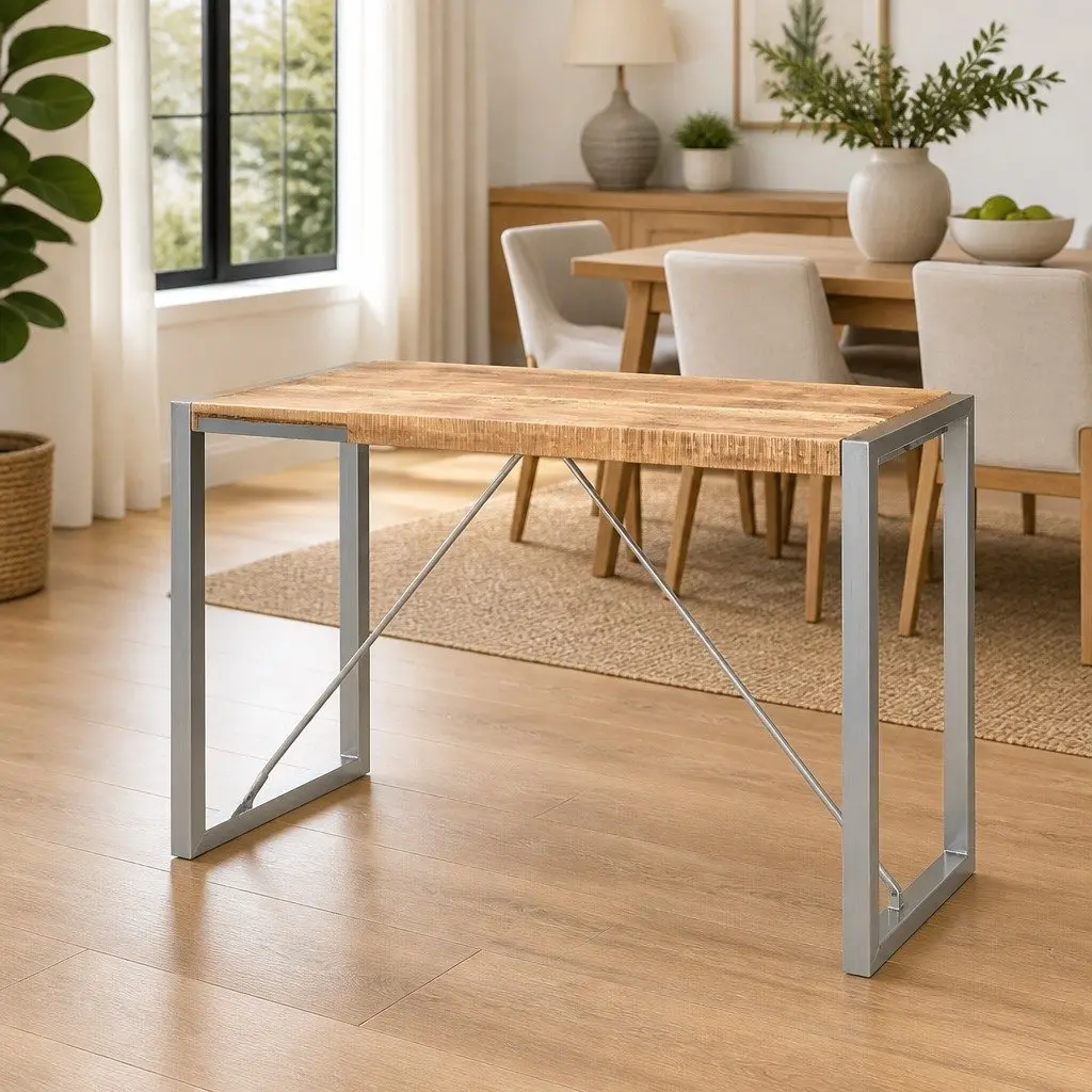 Dining Table Industrial Style 120x60x75 cm Solid Mango Wood Brown
