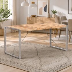 Dining Table 160x80x75 cm Solid Wood Kitchen Furniture Industrial Design