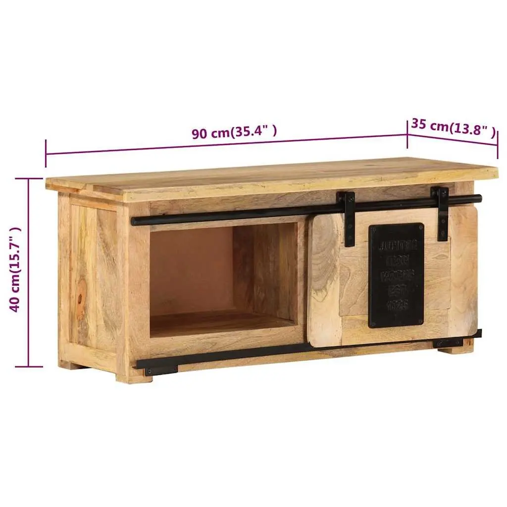 TV Cabinet Rustic Vintage 90x35x40 cm Solid Wood Mango Brown Storage Unit Sideboard