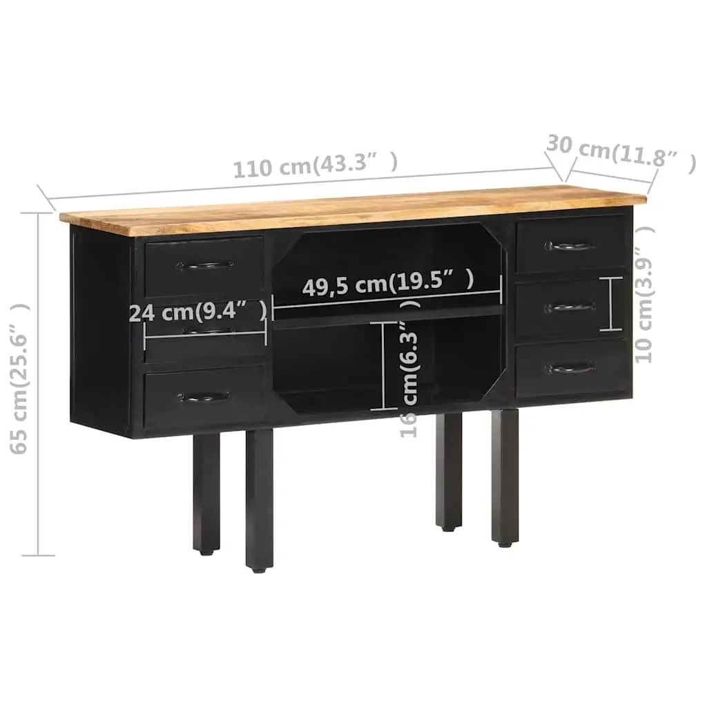 Sideboard Industrial Storage Cabinet 110x30x65 cm Brown Wooden with Drawers