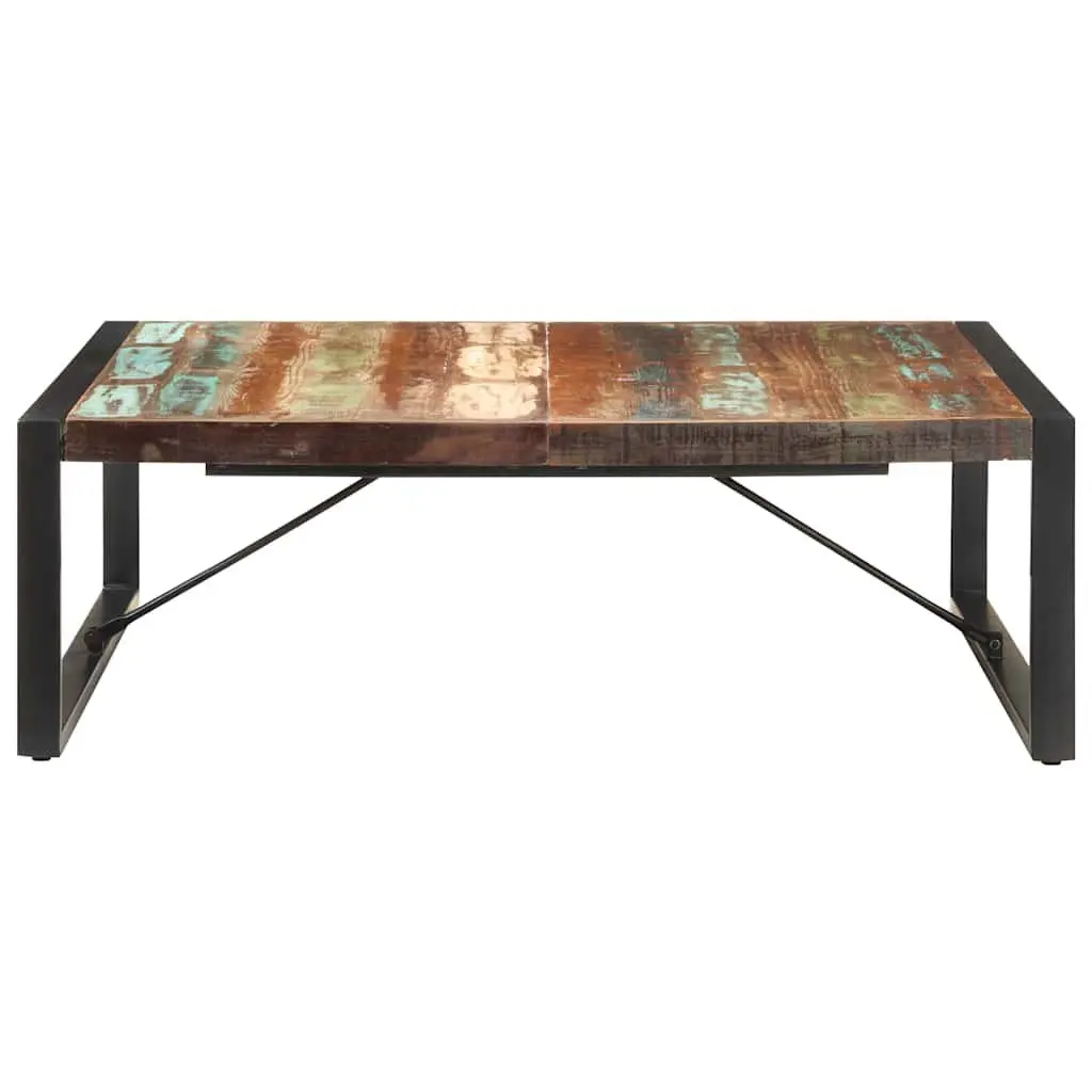 Coffee Table Industrial Living Room 120x120x40 cm Black Solid Reclaimed Wood