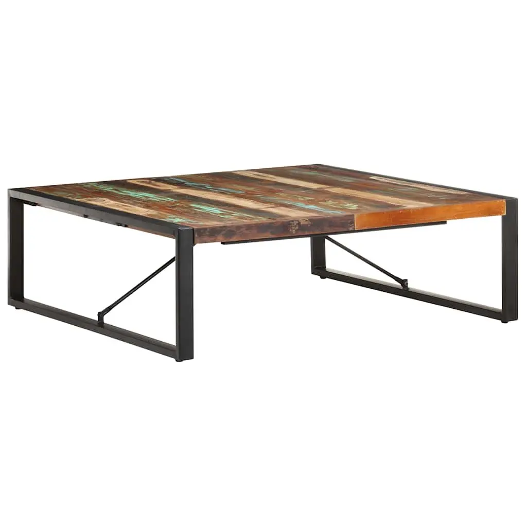 Coffee Table Industrial Living Room 120x120x40 cm Black Solid Reclaimed Wood