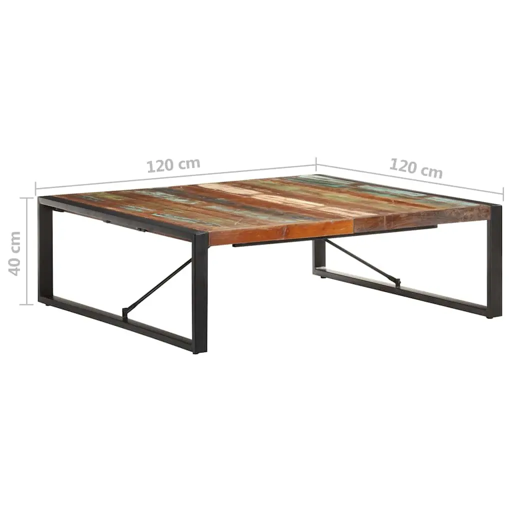 Coffee Table Industrial Living Room 120x120x40 cm Black Solid Reclaimed Wood