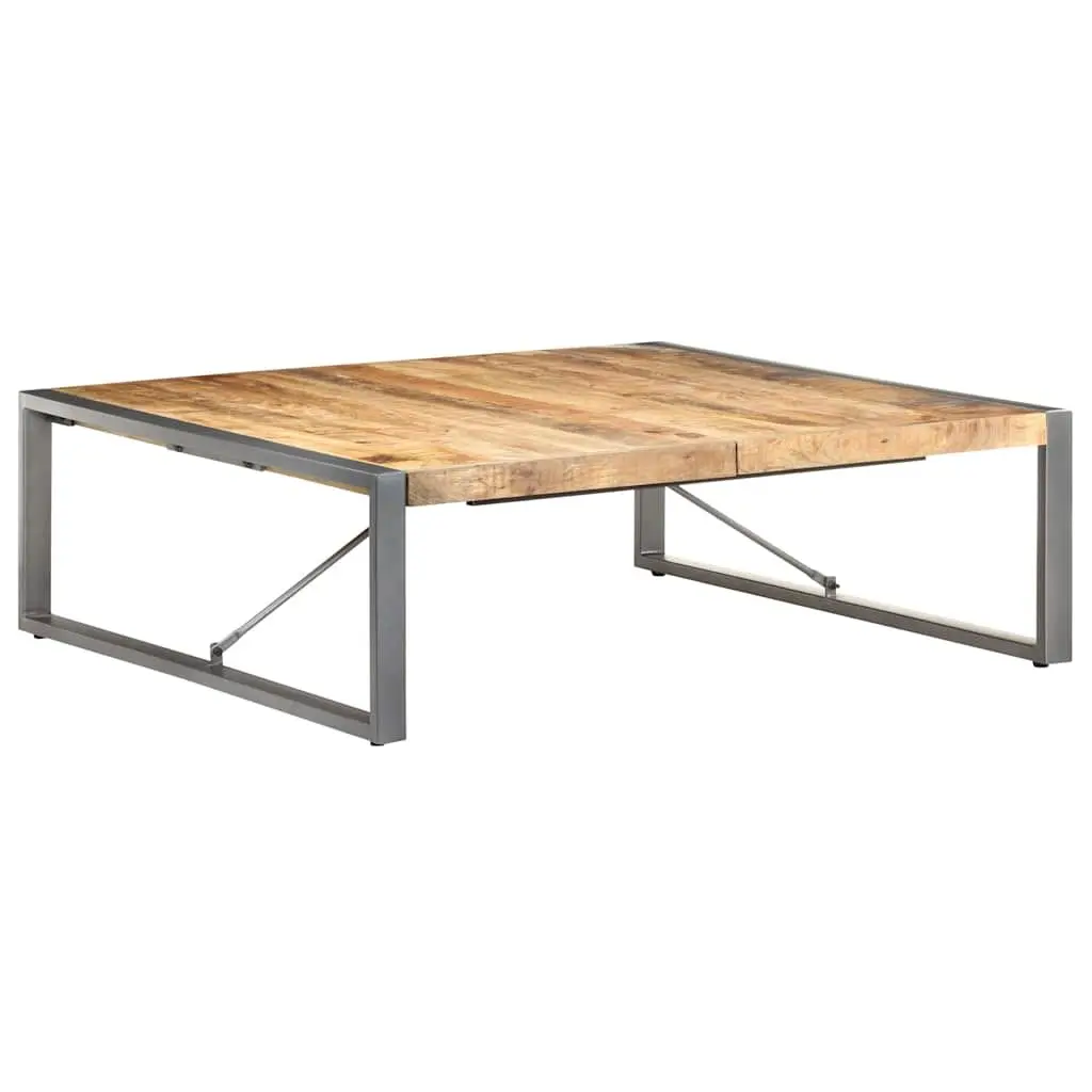 Coffee Table 120x120x40 cm Industrial Style Solid Wood Mango Grey Living Room