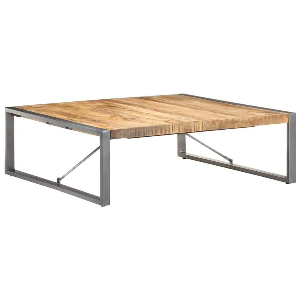 Coffee Table 120x120x40 cm Industrial Style Solid Wood Mango Grey Living Room
