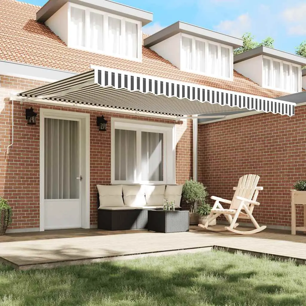 Manual Retractable Awning Sun Shade 400x300cm Anthracite White