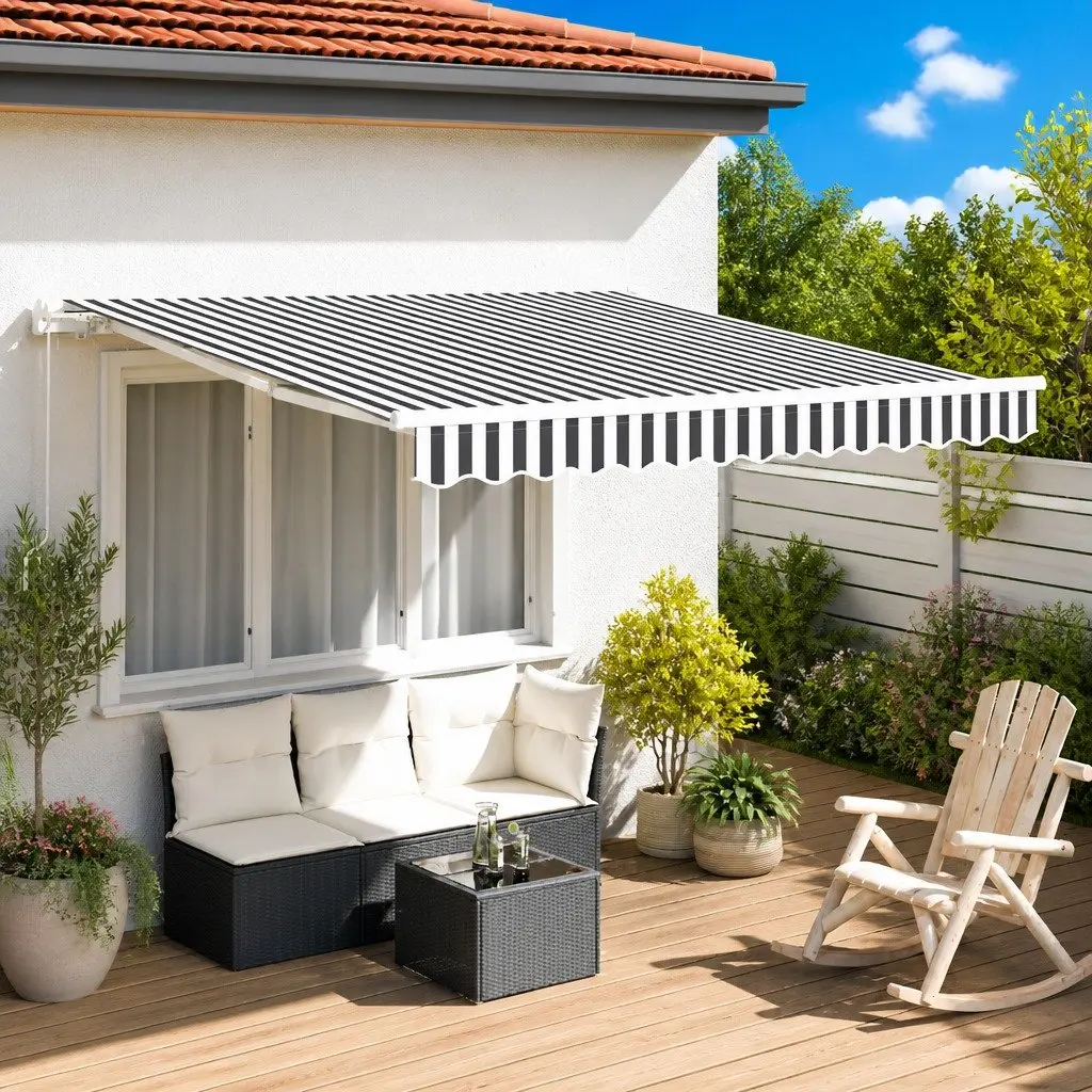 Retractable Awning Manual Sun Shade 300x250cm Anthracite