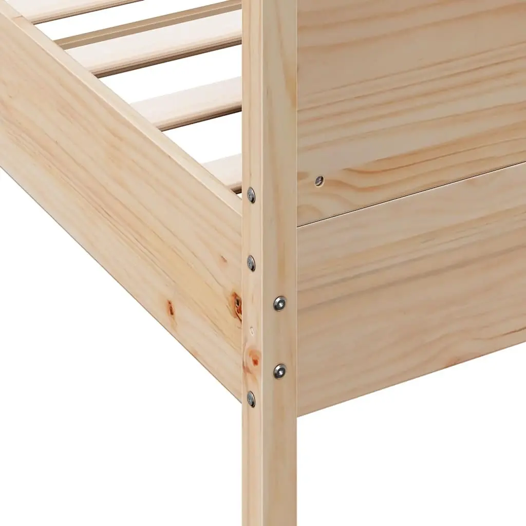 King Bed Frame 183x203cm Solid Pine Wood Headboard Footboard Slatted Base Brown