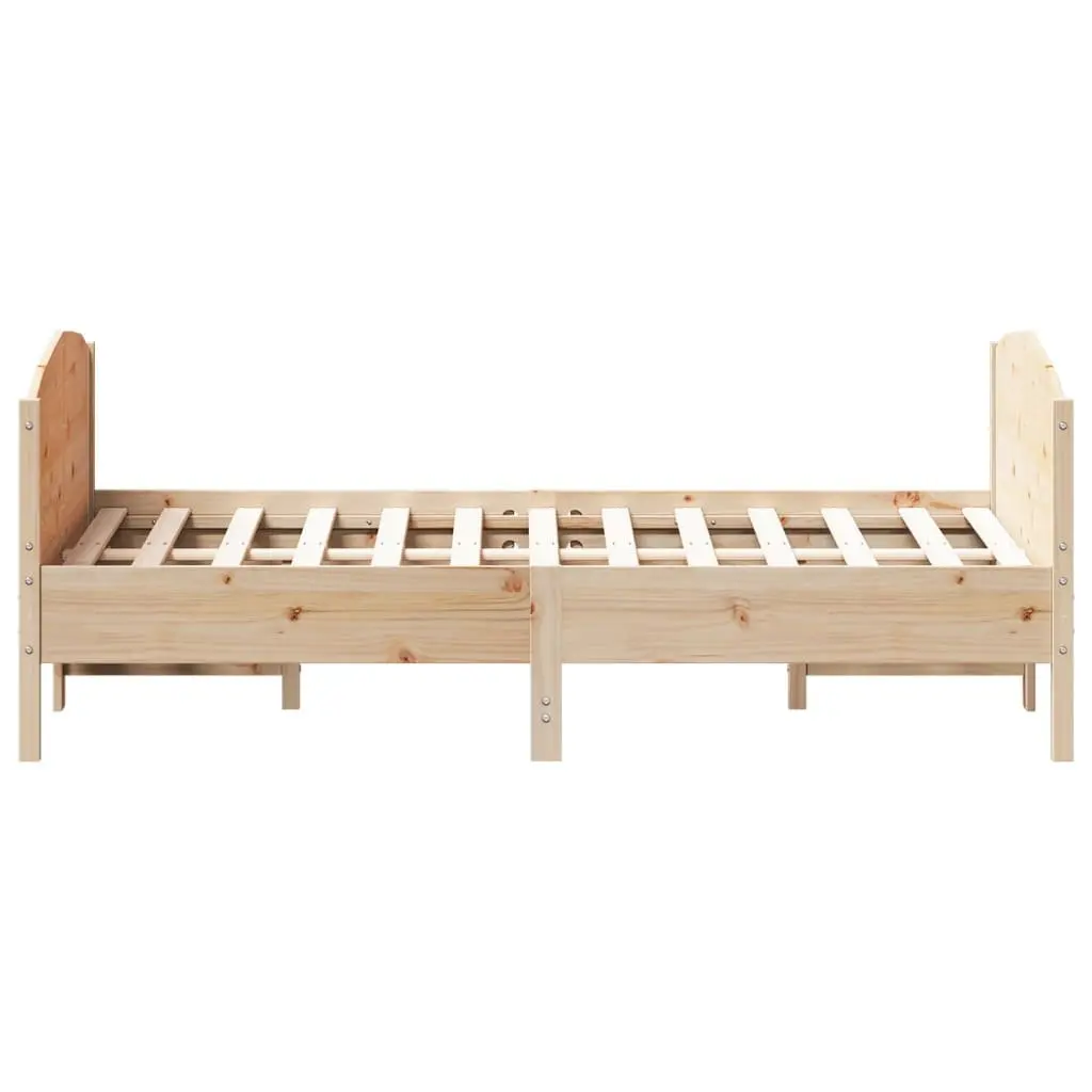 Wooden Bed Frame Pine 150x200 cm Brown Slatted Base with Headboard and Footboard