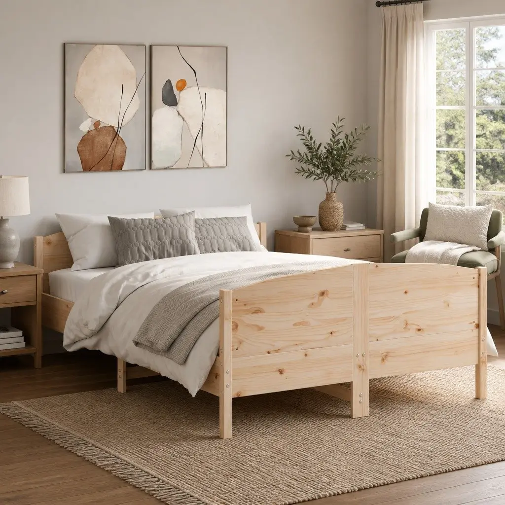 Solid Pine Bed Frame 135x190 cm for Comfort