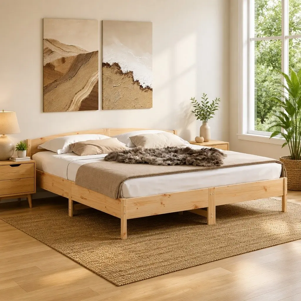 King Size Bed Frame with Solid Construction