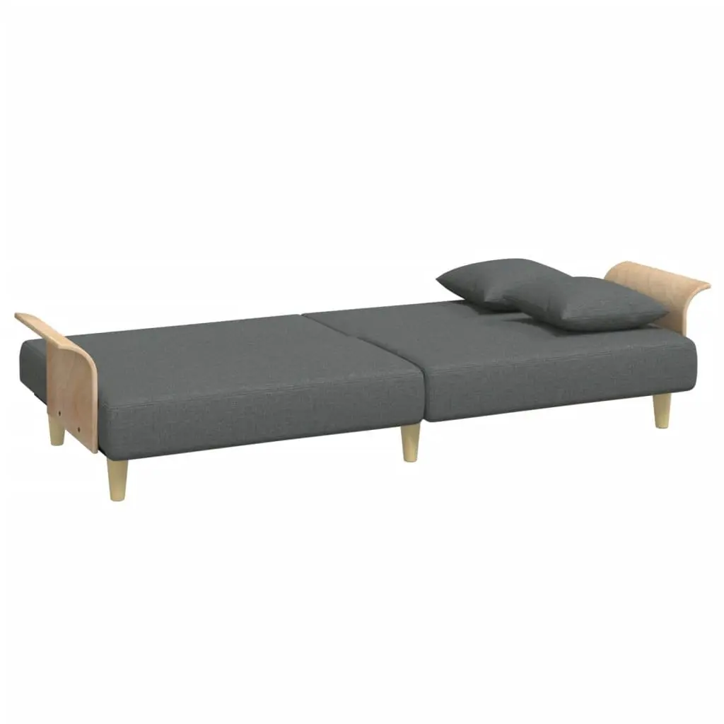 Sofa Bed Grey Velvet Adjustable Backrest 2 Seater with Footstool and Pillows
