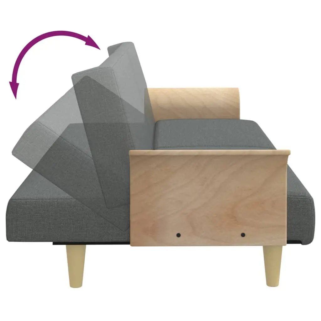 Sofa Bed Grey Velvet Adjustable Backrest 2 Seater with Footstool and Pillows