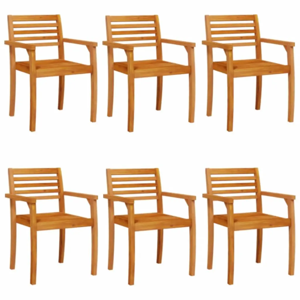 Outdoor Chairs Garden Patio Seating 6 Piece Brown Wooden Armchair Backrest
