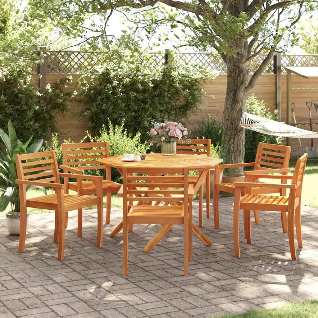 Outdoor Chairs Garden Patio Seating 6 Piece Brown Wooden Armchair Backrest
