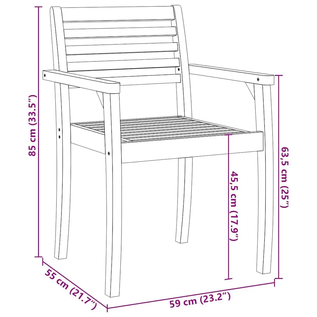 Outdoor Chairs Garden Patio Seating 6 Piece Brown Wooden Armchair Backrest